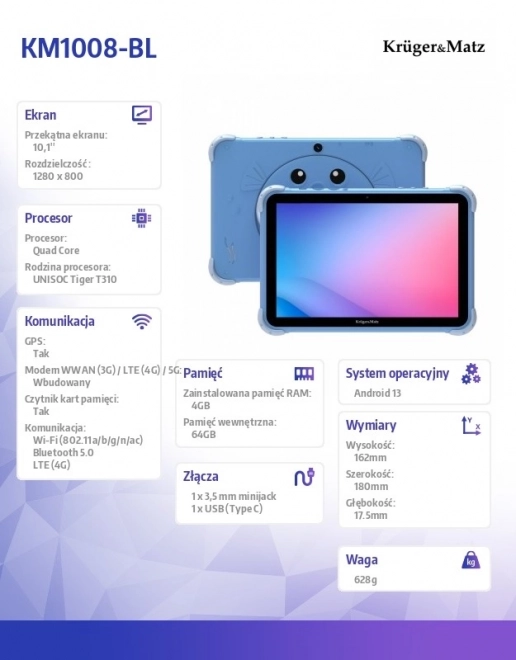 Tablet pro děti Kruger & Matz FUN 1008 modrý