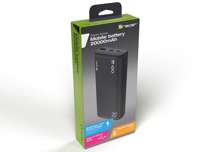 Powerbanka Amos 20000mAh QC3.0-PD20W BK černá