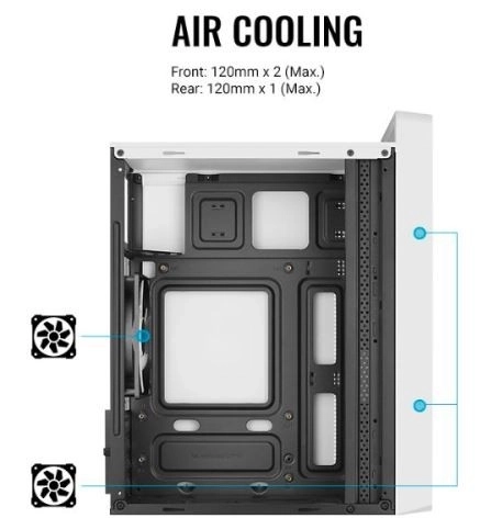 Bílá mini tower skříň CS-109 RGB USB 3.0