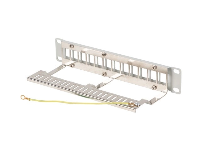 Patch panel 12 portů 1U 10 palců FTP s organizérem pro keystone moduly šedý