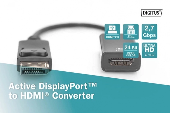 Adaptační kabel DisplayPort s klipem 1080p 60Hz FHD Typ DP/HDMI A M/Z 0,2 m černý