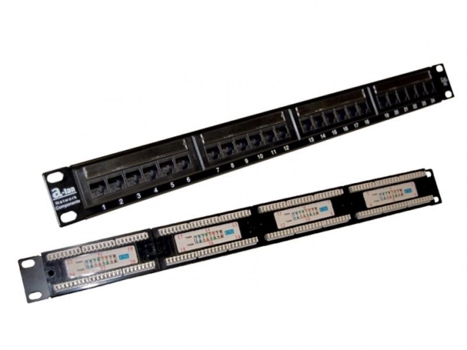 Patch panel UTP kategorie 5e, 24 portů, LSA, 1U