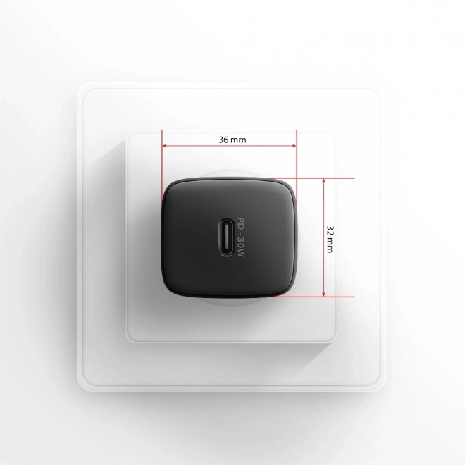 ACU-PD30 PD 30W síťová nabíječka, 1x port USB-C, PD3.0/QC3.0/AFC/FCP/Apple Black