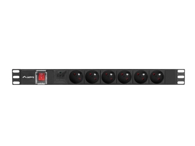 Napájecí lišta PDU do racku 19" 1U 16A 6X 230V CZ 2m černá