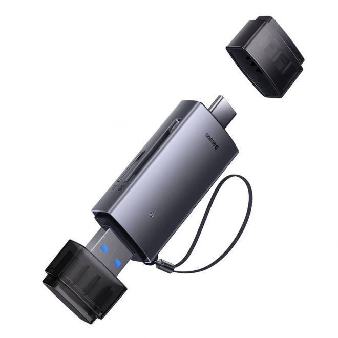 Baseus čtečka paměťových karet SD/TF USB a USB-C šedá