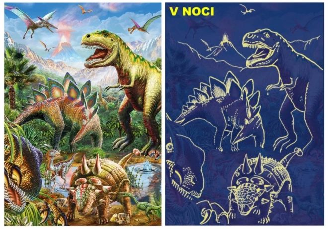 Svítící puzzle svět dinosaurů 100 XL dílků