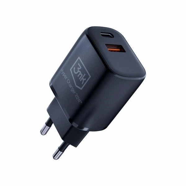 Nabíječka 20W 1xUSB-C +USB-A PD QC bez kabelu Černá