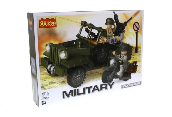 Stavebnice Cogo Military Automobil WW2 Dodge WC - 251 dílků
