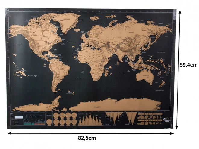 Velká stírací mapa světa 82 x 59 cm