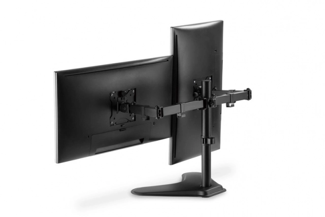Černý dvojitý stolní stojan na monitory s úchytkami pro monitory do 32''