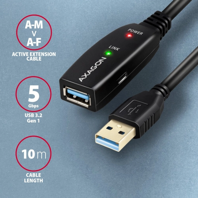 Axagon Aktivní USB Kabel Prodlužovací Repeater 10m