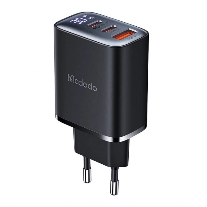 Mcdodo nabíječka s displejem 2xUSB-C + USB-A, 30W černá