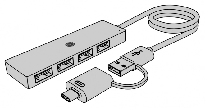 Rozbočovač s 4 porty USB Typ-A s konektorem Typ-C/A