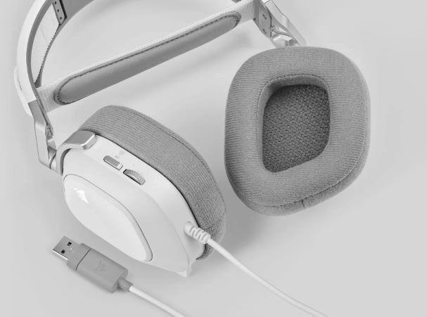 HS80 RGB USB drátová bílá sluchátka