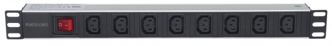 Napájecí lišta rack 19 1U 110V-250V/10A 8 zásuvek C13 kabel 2m