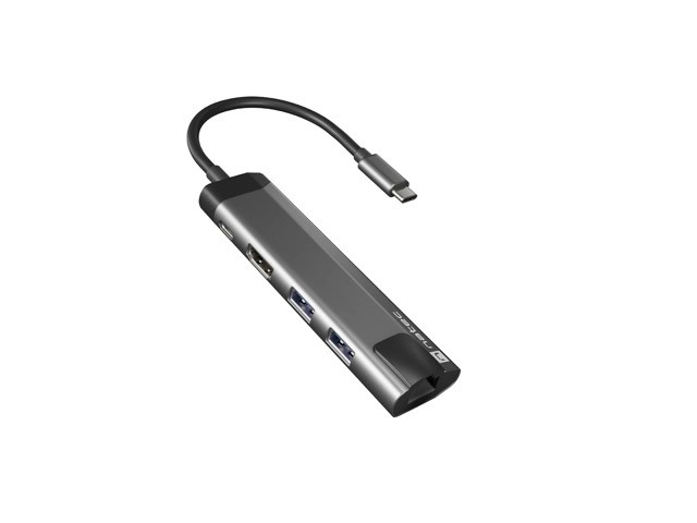 Víceportová dokovací stanice Fowler Go USB-C - rozbočovač 2x USB 3.0, HDMI 4K, USB-C PD, RJ45