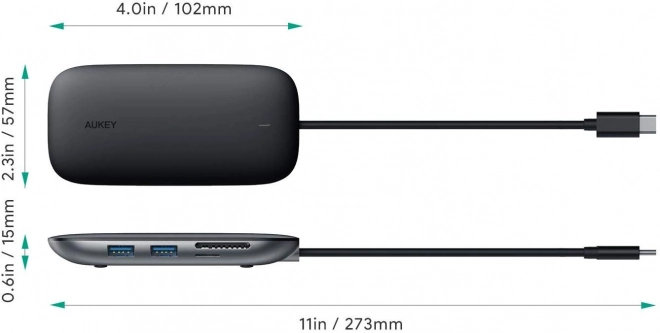 CB-C71 hliníkový USB-C HUB | 8v1 | RJ45 Ethernet 10/100/1000Mbps | 3xUSB 3.1 | HDMI 4k@30Hz | SD a microSD | USB-C Power Delivery 100W