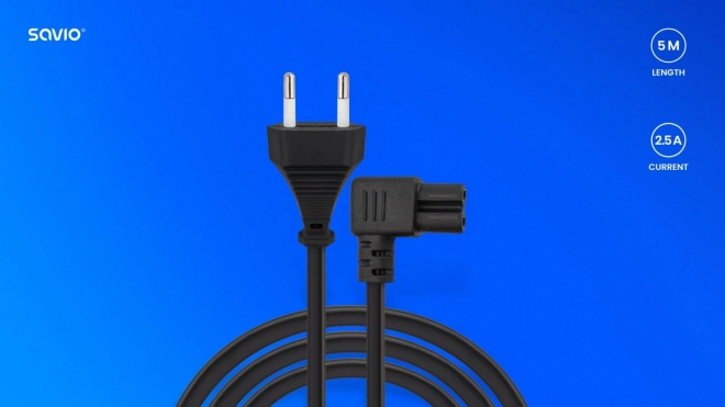 Napájecí kabel 2pin, C7 úhlový 5m, CL-186