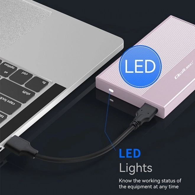 Skříň | Klec pro 2,5" SSD HDD | SATA | USB 3.0 | Super speed 5Gb/s | 2TB | Růžová barva