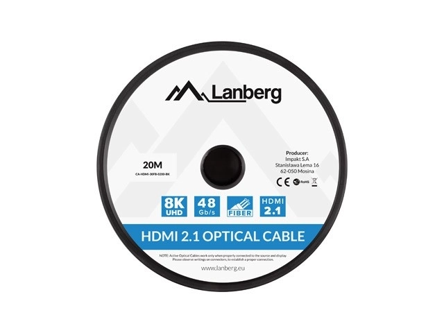 Kabel HDMI M/M v2.1 20M 8K optický černý AOC