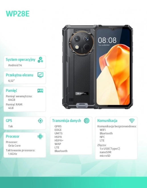 Odolný smartfon 4G 4/64GB černý