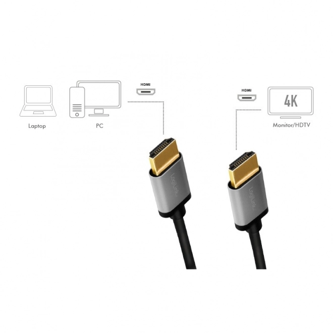 Kabel HDMI 4K/60Hz, hliníkový 3 m, černý