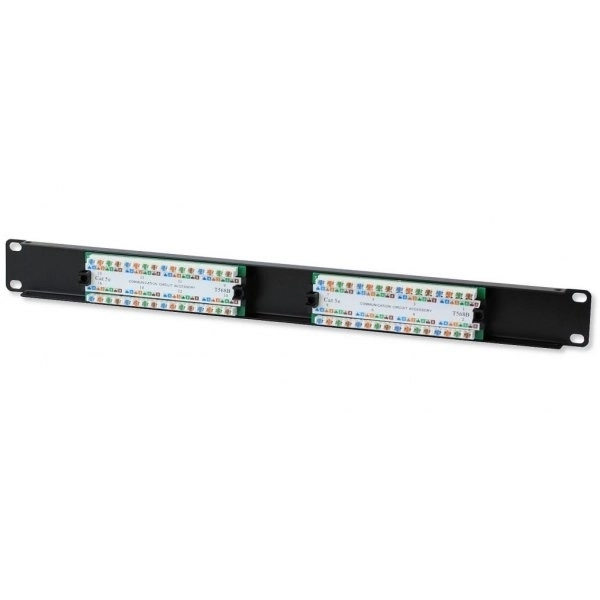 Patch panel 1U UTP 16×RJ45 Cat.5e – černý