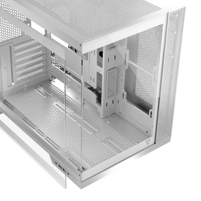 Počítačová skříň VOLCANO Panorama Apex ARGB, 7× ARGB ventilátorů, bílá