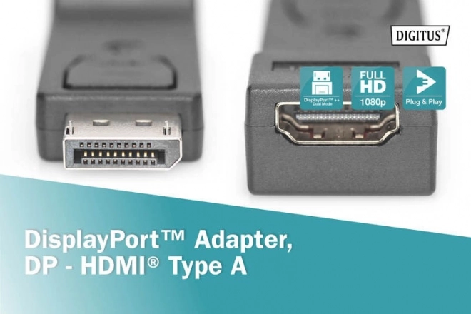 Displayport 1080p 60Hz FHD Typ DP/HDMI A M/Z Černý adaptér