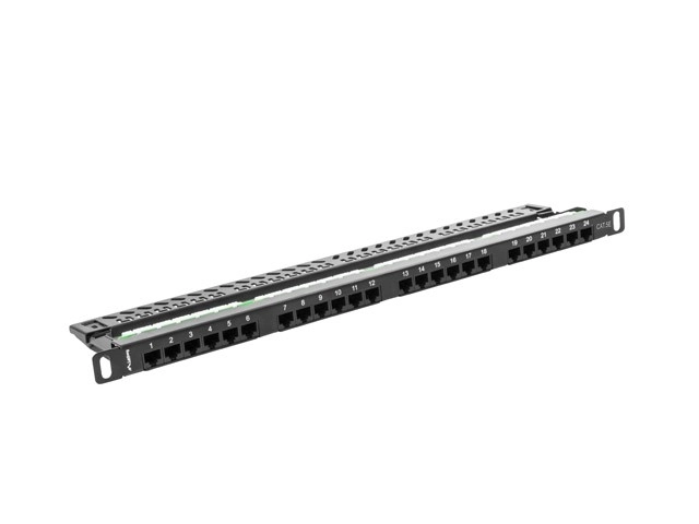 Patch panel 24 portů 0,5U Cat.5E černý