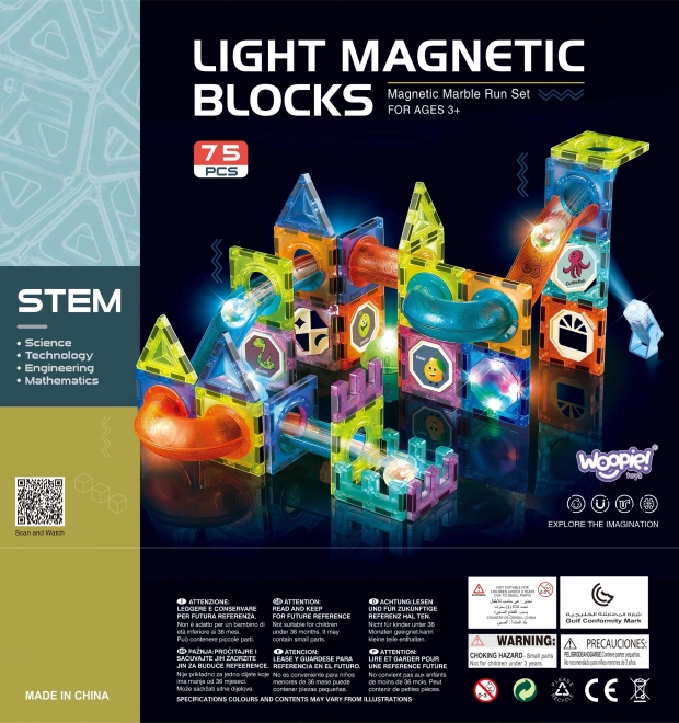 Svítící magnetická kuličková dráha 75 ks