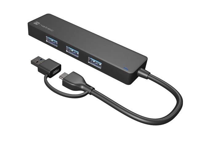 Mayfly USB-C 4portový rozbočovač černý + adaptér USB-A