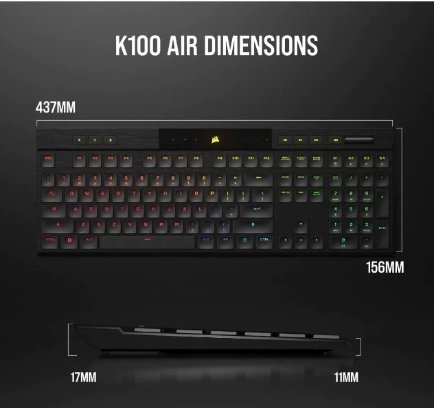 K100 RGB Air Wireless Ultra Thin Cherry MX Keyboard