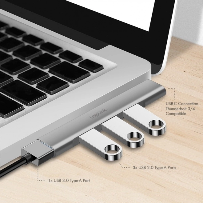Elegantní USB-C HUB s 1x USB-A 3.0 a 3x USB-A 2.0