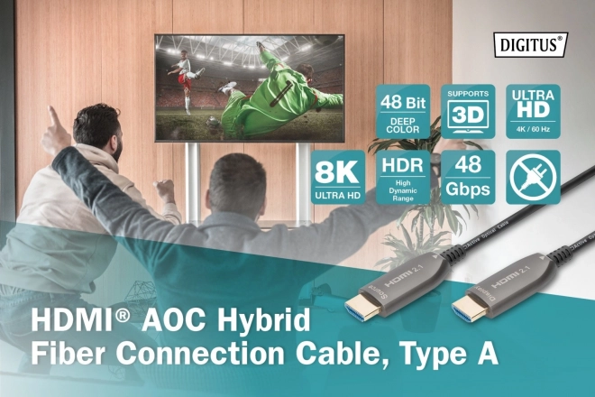 AOC HDMI 2.1 Ultra High Speed 8K/60Hz UHD HDMI A/HDMI A M/M hybridní propojovací kabel 15 m černý