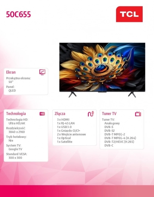 50palcový televizor QLED 50C655