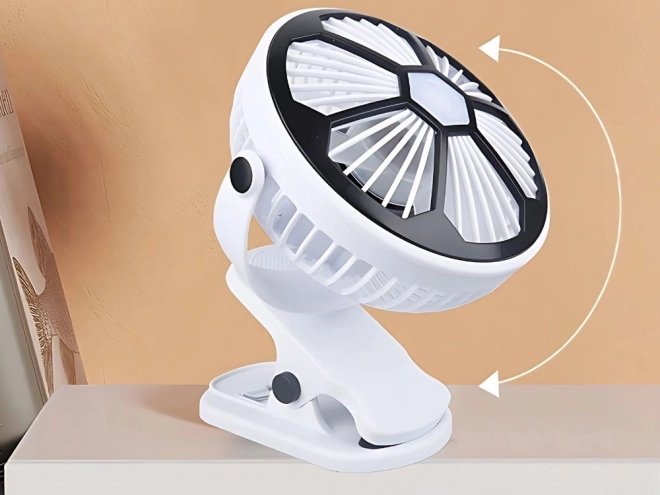 Stolní ventilátor s LED světlem a klipem