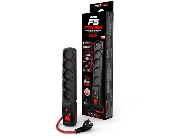 Listwa Napájecí F5 Power 5 metrů 5 Zásuvek Černá
