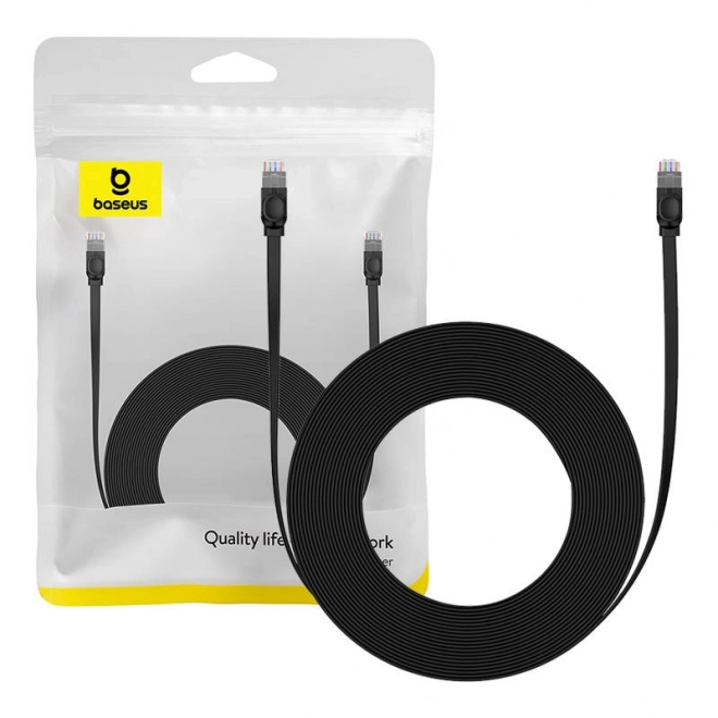 Plochý kabel Ethernet RJ45 Cat.6 12m černý