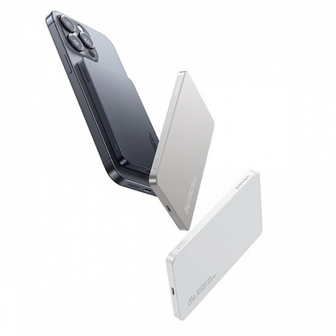 Indukční powerbanka 5000mAh 20W Magsafe PD Fast Charge šedá