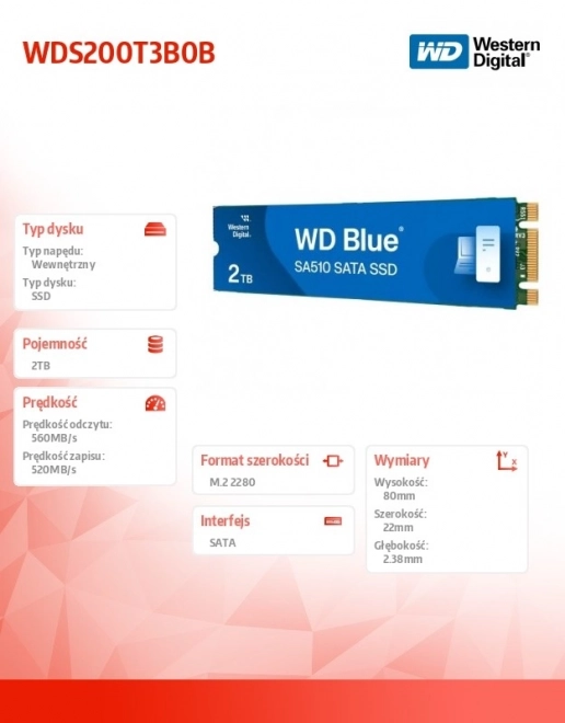 SSD disk WD modrý 2TB SA510 M.2