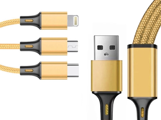 3v1 usb kabel za telefon lightning kabel iphone micro usb tip-c 1,2 m – Žlutý