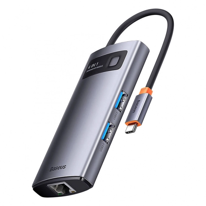 Rozbočovač 4v1 Baseus řady Metal Gleam, USB-C na 3x USB 3.0 + Ethernet RJ45