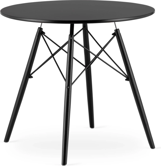 Moderní kulatý stůl 80 cm – černý s černými nohami