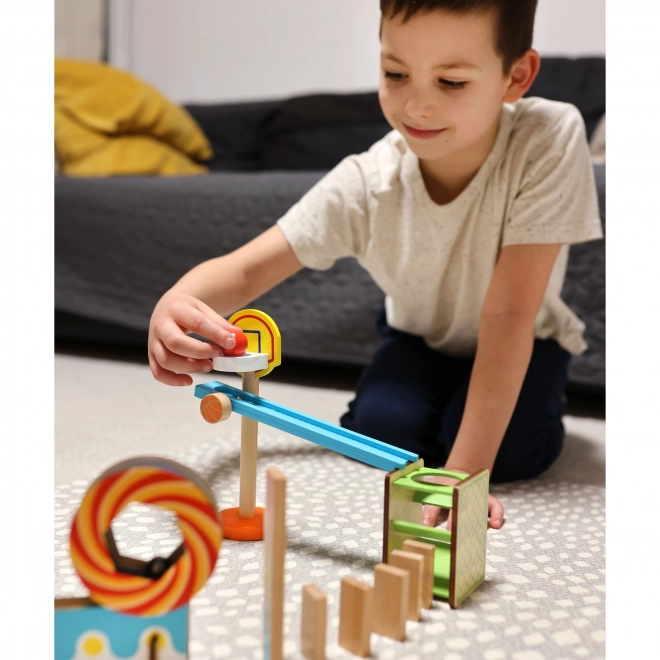 Dřevěné stavební kostky domino / domino puzzle Tooky Toy