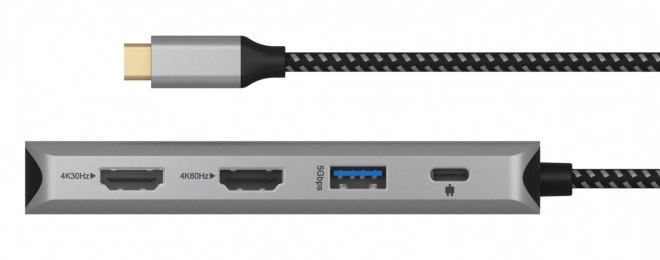 Dokovací stanice IB-DK4012-CPD 9v1, 2x HDMI, 4K60Hz, 3xUSB, 100W PD,LAN, čtečka karet