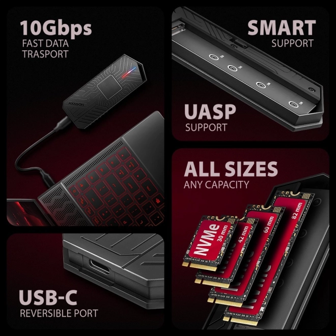 Herní externí SSD obal AXAGON EEM2