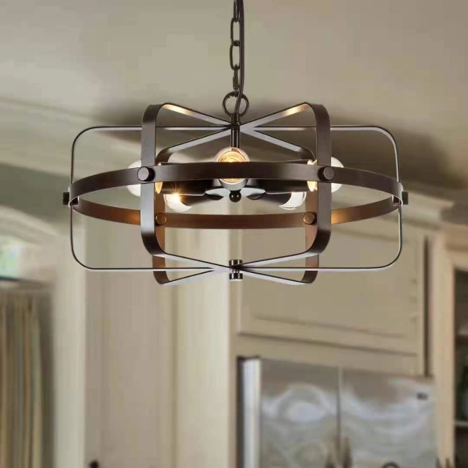 Industriální závěsná lampa s klecovým designem