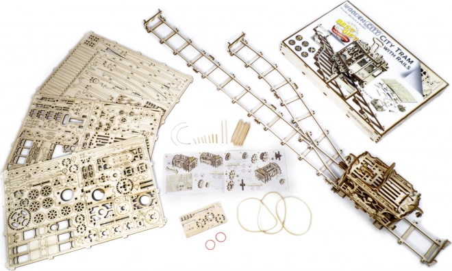 Dřevěné 3D puzzle - Tramvaj s kolejemi