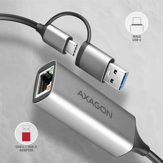 ADE-TXCA Gigabitový ethernetový adaptér, USB-C (redukce USB-A) 3.2 Gen 1, automatická instalace